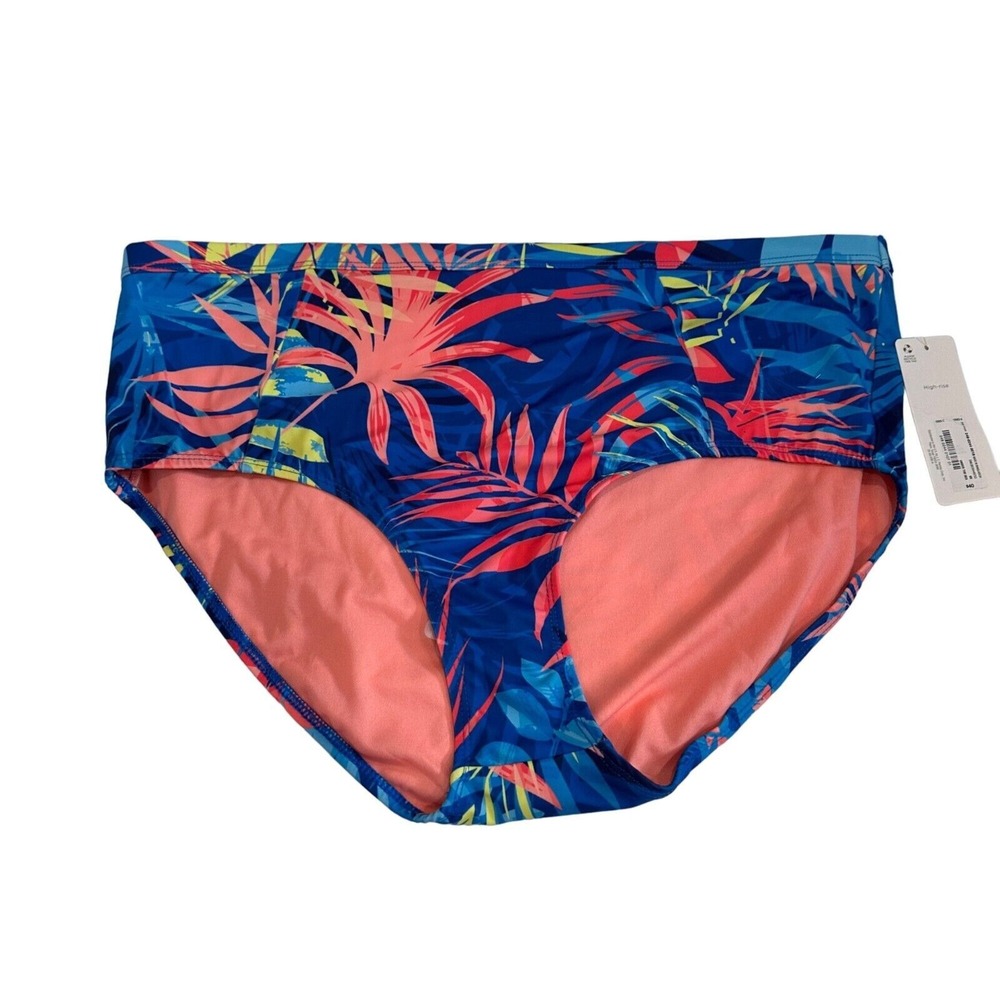 Peyton & Parker Womens Swim Bottoms 0X Blue Tropical High Rise Full Coverage New